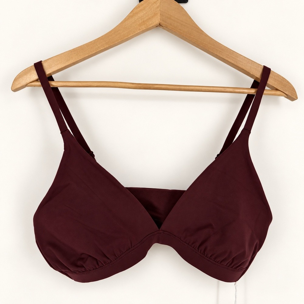 NEW Athleta Large Bralette Vitaform Plunge Spiced Cabernet Maroon Minimalist